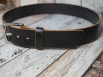 Load image into Gallery viewer, BHandmade Black Leather Belt made in UK
