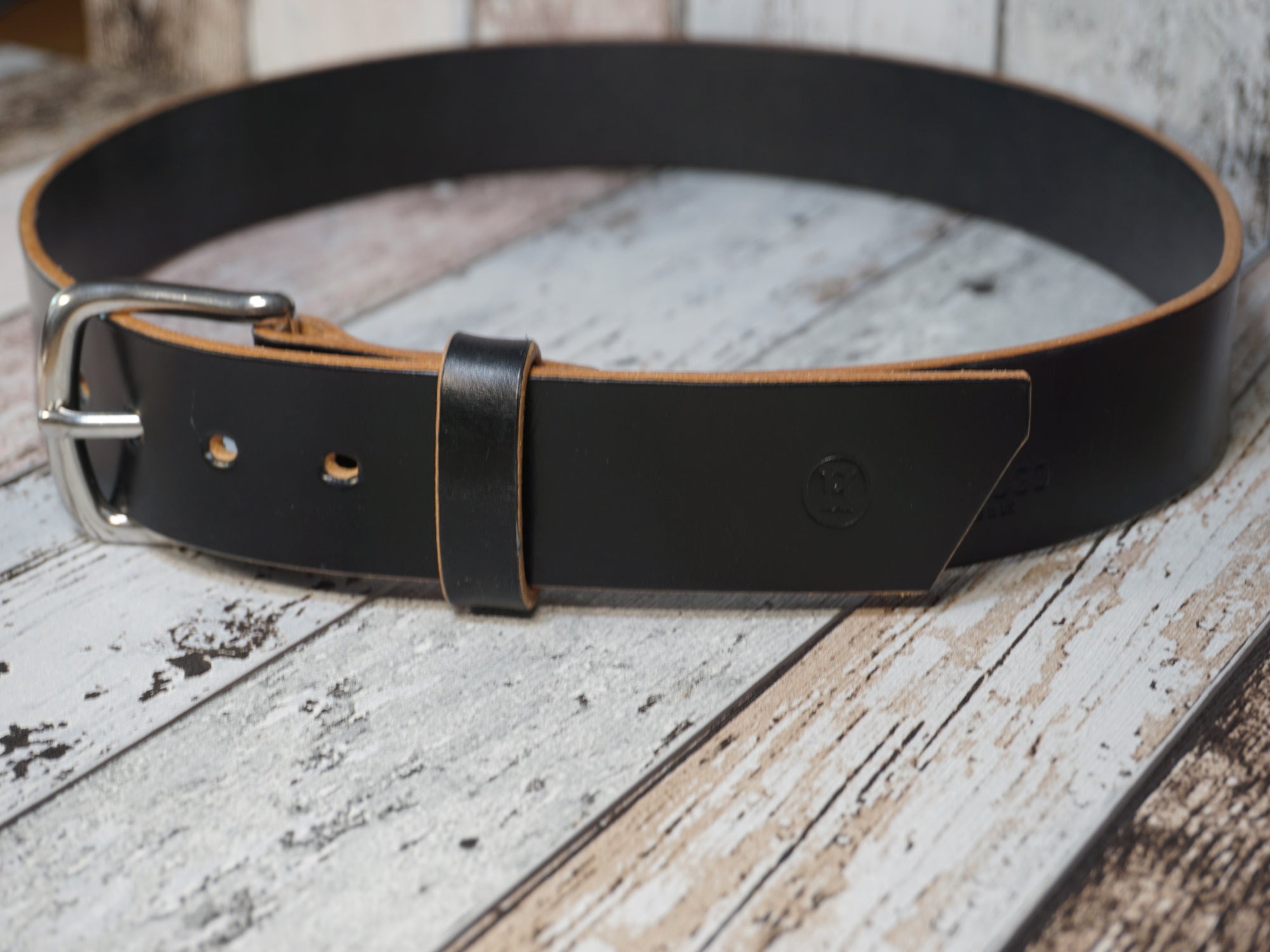 BHandmade Black Leather Belt made in UK