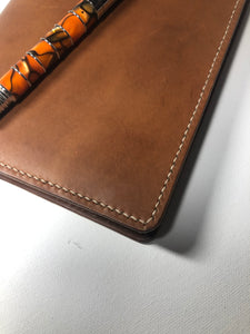 Hand stitched leather notebook cover
