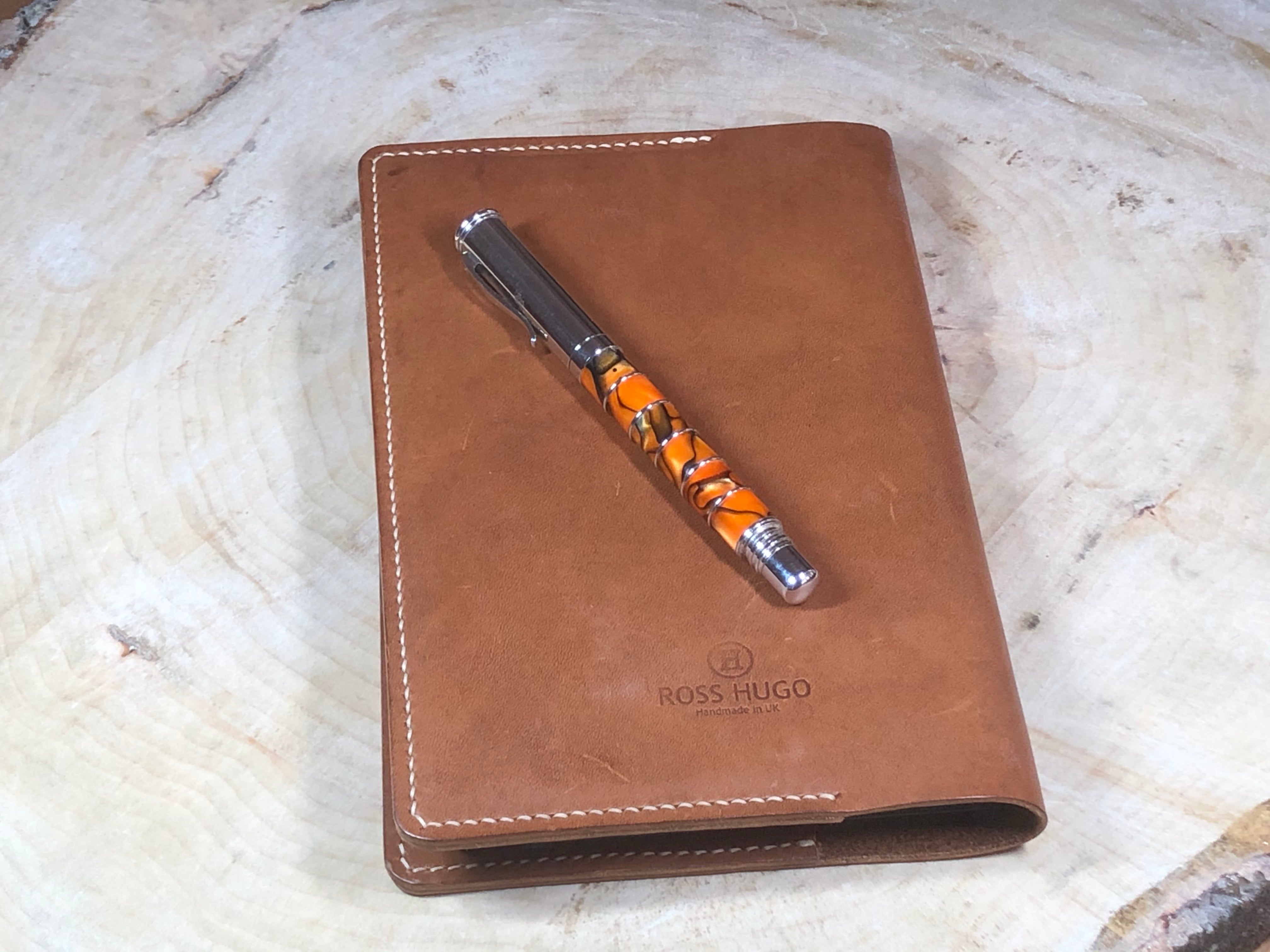 Handmade leather notebook cover Ross Hugo