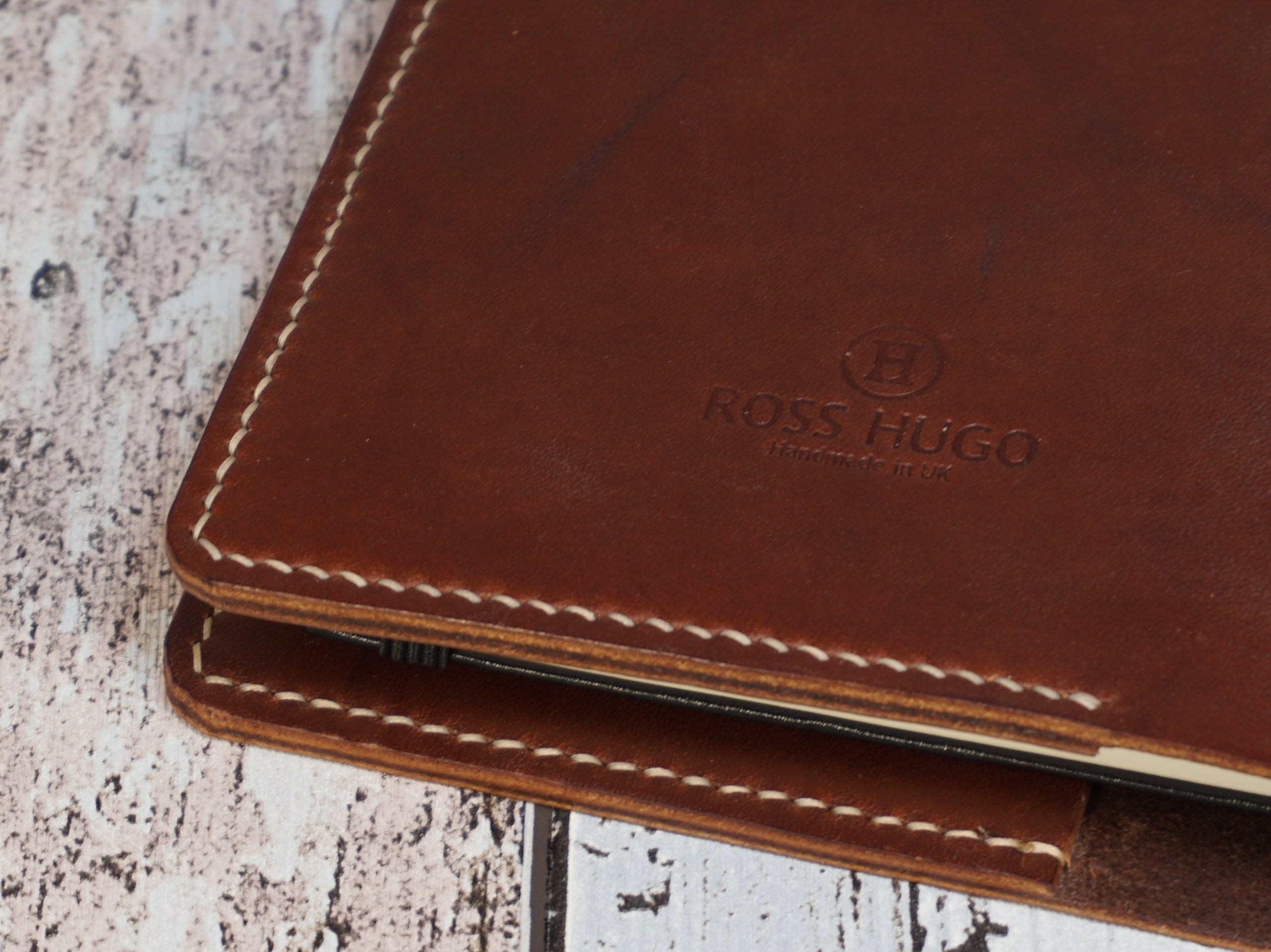 hand stitched leather notebook cover