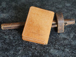 Load image into Gallery viewer, Back of leather handmade wallet tan
