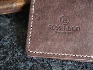Ross Hugo logo on leather pueblo wallet